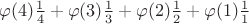 $\varphi(4)\frac{1}{4}+\varphi(3)\frac{1}{3}+\varphi(2)\frac{1}{2}+\varphi(1)\frac{1}{1}$