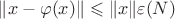 $\|x-\varphi(x)\|\leqslant \|x\|\varepsilon(N)$