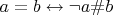 $a=b \leftrightarrow \neg a \# b$
