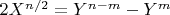 $2X^{n/2}=Y^{n-m}-Y^m$