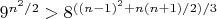 $9^{n^2/2}>8^{((n-1)^2+n (n+1)/2)/3}$