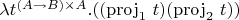 $\lambda t^{(A\to B)\times A}. ((\mathrm{proj}_1\ t)(\mathrm{proj}_2\ t))$