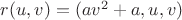 $r(u, v) = (av^2 + a, u, v)$
