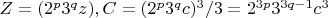 $ Z = (2^p3^qz), C = (2^p3^qc)^3/3 = 2^{3p}3^{3q-1}c^3 $