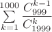 $\sum \limits_{k=1}^{1000}\dfrac{C_{999}^{k-1}}{C_{1999}^{k}}$