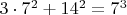 $3\cdot 7^2+14^2=7^3$