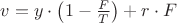 $v = y\cdot \left(1 - \frac{F}{T}\right) + r \cdot F$