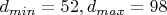 $d_{min}=52,d_{max}=98$