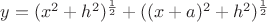 $y=(x^2+h^2)^ \frac {1}{2} +((x+a)^2+h^2)^{ \frac1 2}$