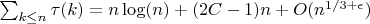 $\sum_{k \leq n} {\tau(k)}=n\log(n)+(2C-1)n+O(n^{1/3+\epsilon})$