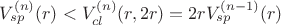 $V_{sp}^{(n)}(r)<V_{cl}^{(n)}(r,2r)=2rV_{sp}^{(n-1)}(r)$