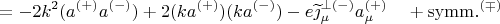$$=-2k^2(a^{(+)}a^{(-)})+2(ka^{(+)})(ka^{(-)})-e\widetilde{\jmath}^{\perp(-)}_\mu a^{(+)}_\mu\quad+\mathrm{symm.}^{(\mp)}$$