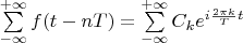 $\sum\limits_{-\infty}^{+\infty}f(t-nT)=\sum\limits_{-\infty}^{+\infty}C_ke^{i\frac{2\pi k}{T}t}$