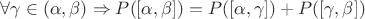 $\forall \gamma \in (\alpha,\beta) \Rightarrow P([\alpha,\beta])= P([\alpha,\gamma])+P([\gamma,\beta])$