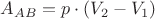 $ A_{AB} = p \cdot (V_2 - V_1) $