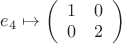 $e_4\mapsto\left( \begin{array}{cc} 1 & 0 \\ 0 & 2 \end{array} \right)$