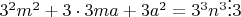 $3^2m^2+3\cdot 3ma+3a^2=3^3n^3\vdots 3$