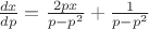 $\frac{dx}{dp} = \frac{2px}{p-p^2} + \frac{1}{p-p^2}$