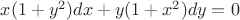 $x(1+y^2)dx+y(1+x^2)dy=0$