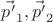 $\vec {p'}_1, \vec {p'}_2$