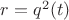 $r=q^2(t)$