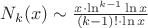 $N_k(x) \sim \frac {x \cdot \ln^{k - 1}\ln x} {(k - 1)! \cdot \ln x}$