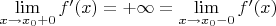 $\lim\limits_{x\to x_0+0}f'(x)=+\infty=\lim\limits_{x\to x_0-0}f'(x)$
