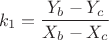 $$
k_1=\frac{Y_b-Y_c}{X_b-X_c}
$$