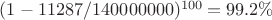 $(1-11287/140000000)^{100}=99.2\%$