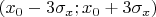 $(x_0-3\sigma_x;x_0+3\sigma_x)$
