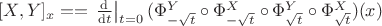 $[X, Y]_x == \left.\frac{\mathrm{d}}{\mathrm{d} t}\right|_{t=0} (\Phi^Y_{-\sqrt{t}} \circ \Phi^X_{-\sqrt{t}} \circ \Phi^Y_{\sqrt{t}} \circ \Phi^X_{\sqrt{t}})(x)$