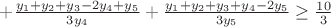 $+ \frac{y_1+y_2+y_3-2y_4+y_5}{3y_4}+\frac{y_1+y_2+y_3+y_4-2y_5}{3y_5}\geq \frac{10}{3}$