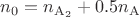 $n_0 = n_{\mathrm{A_2}} + 0.5 n_{\mathrm{A}}$