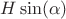 $H\sin(\alpha)$ $H\sin(\alpha)$