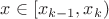 $x\in [x_{k-1},x_k)$