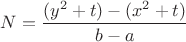 $N=\dfrac{(y^2+t)-(x^2+t)}{b-a}$