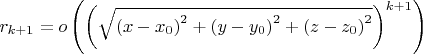 ${r_{k + 1}} = o\left( {{{\left( {\sqrt {{{\left( {x - {x_0}} \right)}^2} + {{\left( {y - {y_0}} \right)}^2} + {{\left( {z - {z_0}} \right)}^2}} } \right)}^{k + 1}}} \right)$