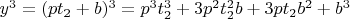 $y^3=(pt_2+b)^3=p^3t_2^3+3p^2t_2^2b+3pt_2b^2+b^3$