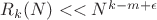 $R_k(N)<<N^{k-m+\epsilon}$