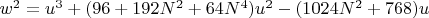 $w^2=u^3+(96+192N^2+64N^4)u^2-(1024N^2+768)u$