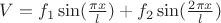 $V=f_1\sin(\frac{\pi x}{l})+f_2\sin(\frac{2 \pi x}{l})$