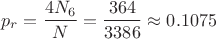 $$p_r=\frac{4N_6}{N}=\frac{364}{3386}\approx 0.1075$$