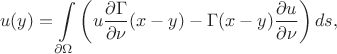 $$
u(y) = \int\limits_{\partial \Omega}\left(u\frac{\partial \Gamma}{\partial \nu}(x-y) - \Gamma(x-y)\frac{\partial u}{\partial \nu}\right)ds,
$$