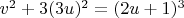 $v^2 + 3(3u)^2 = (2u+1)^3$