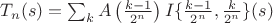 $T_n(s)=\sum_k A\left({\frac{k-1}{2^n}}\right)I\{\frac{k-1}{2^n},\frac{k}{2^n}\}(s)$