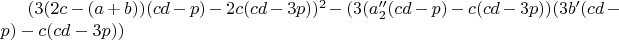 $(3(2c-(a+b))(cd-p)-2c(cd-3p))^2-(3(a_2''(cd-p)-c(cd-3p))(3b'(cd-p)-c(cd-3p))$