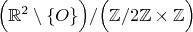 $\Bigl(\mathbb{R}^2\setminus\{O\}\Bigr)/\Bigl(\mathbb{Z}/2\mathbb{Z}\times\mathbb{Z}\Bigr)$