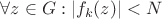 $\forall z\in G: \left\lvert f_k(z)\right\rvert<N$