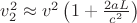 $v_2^2\approx v^2\left (1+\frac{2aL}{c^2}  \right )$