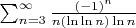 $ \sum_{n=3}^{\infty}\frac{ (-1)^{n}}{n (\ln\ln n )\ln n} $